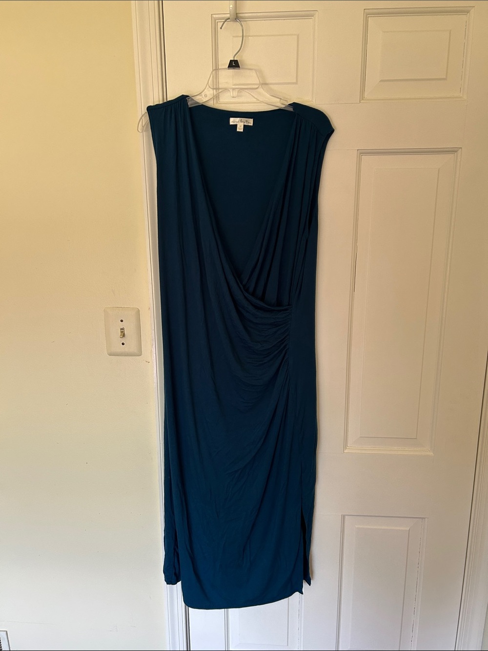 Draped Deep Teal Sleeveless Maxi Dress Nine Britton